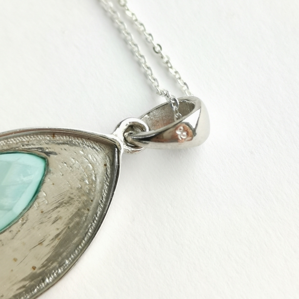 Aqua chalcedony pendant Necklace Art Nouveau Sterling Silver 🆕 - Picture 5 of 14